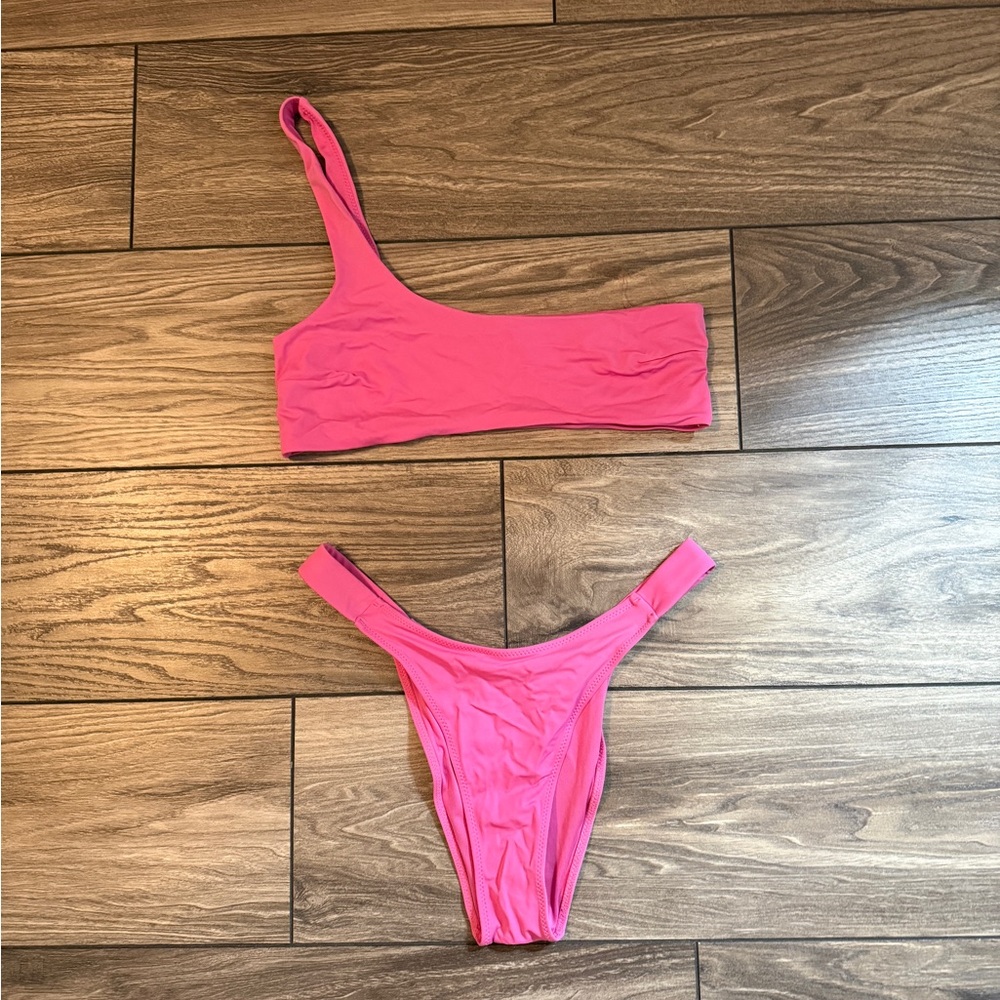 House of CB Pink One-Shoulder Bikini